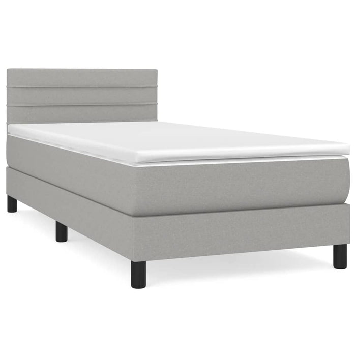 Pat box spring cu saltea, gri deschis, 80x200 cm, textil - WALTI WALTI