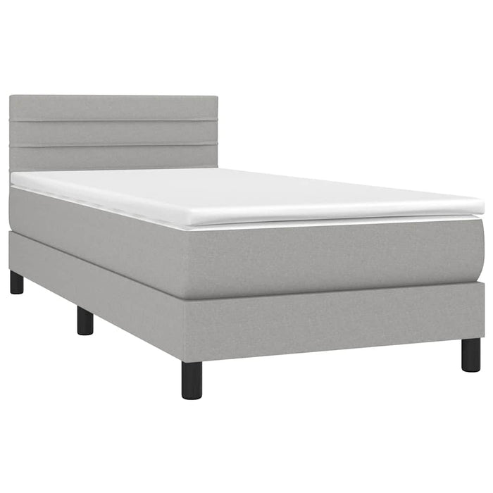 Pat box spring cu saltea, gri deschis, 80x200 cm, textil - WALTI WALTI