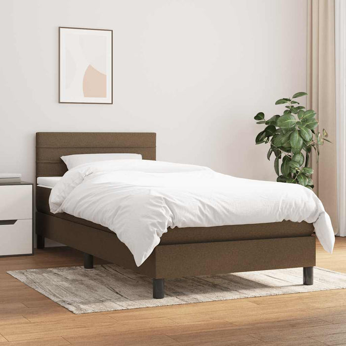 Pat box spring cu saltea, maro închis, 80x200 cm, textil WALTI