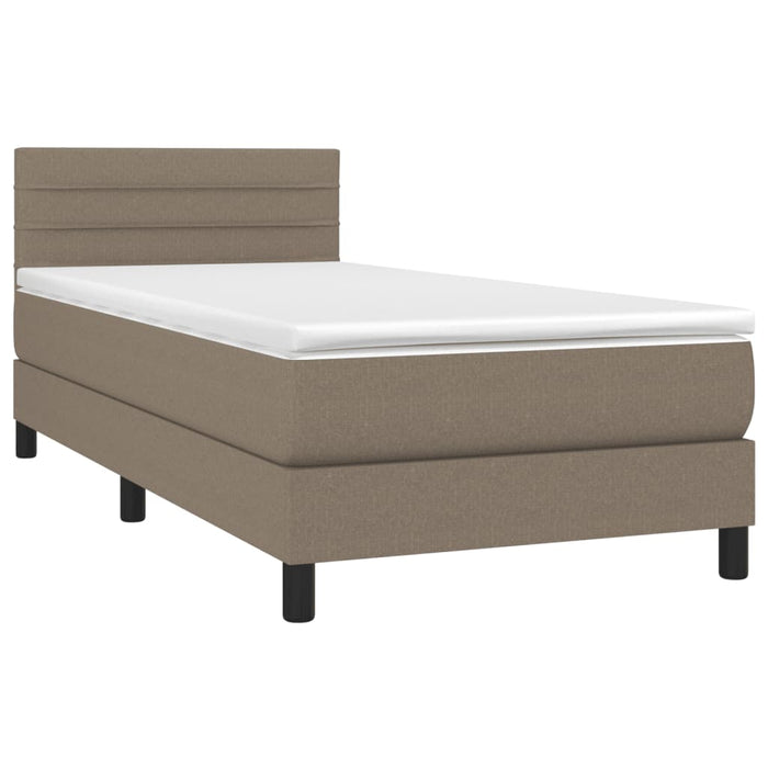 Pat box spring cu saltea, gri taupe, 80x200 cm, textil WALTI