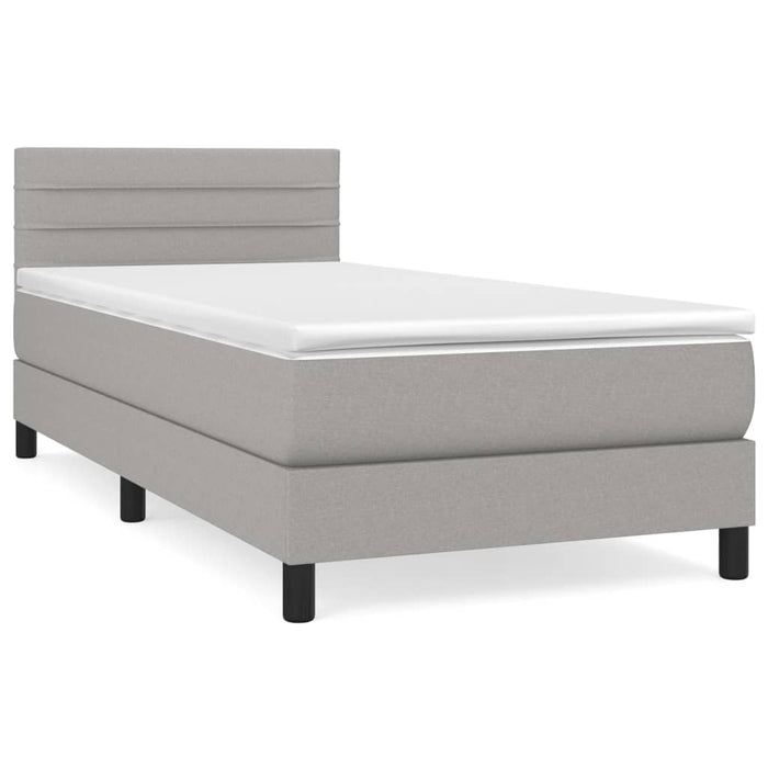 Pat box spring cu saltea, gri deschis, 90x190 cm, textil - WALTI WALTI