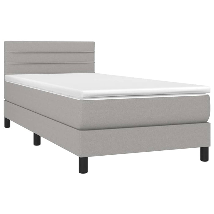 Pat box spring cu saltea, gri deschis, 90x190 cm, textil - WALTI WALTI