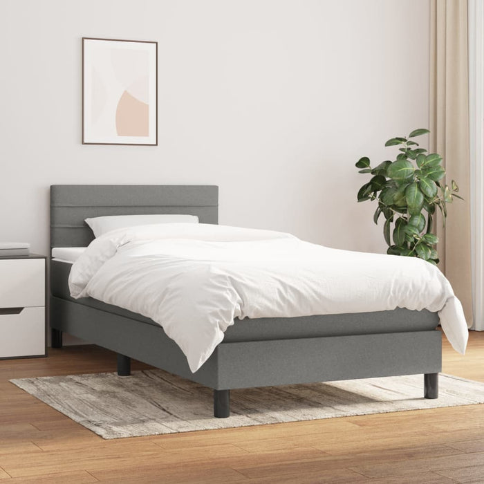 Pat box spring cu saltea, gri închis, 90x190 cm, textil - WALTI WALTI