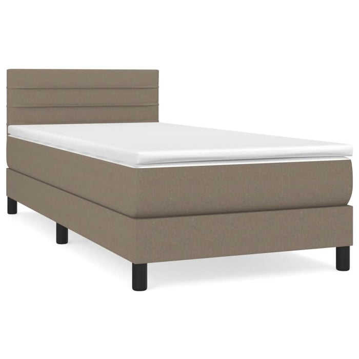 Pat box spring cu saltea, gri taupe, 90x190 cm, textil - WALTI WALTI