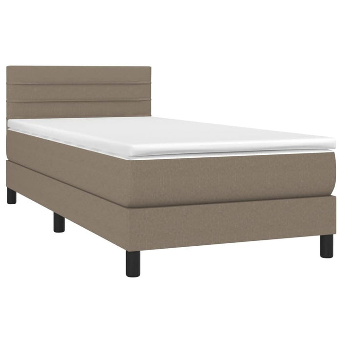 Pat box spring cu saltea, gri taupe, 90x190 cm, textil - WALTI WALTI