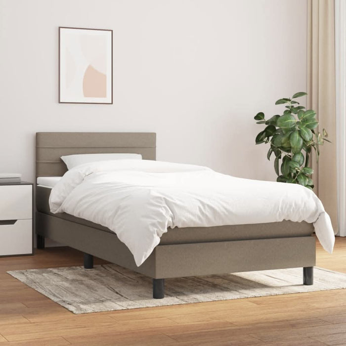 Pat box spring cu saltea, gri taupe, 90x190 cm, textil - WALTI WALTI