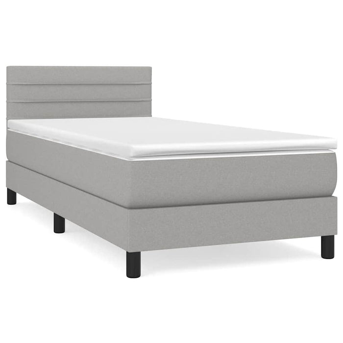Pat box spring cu saltea, gri deschis, 100x200 cm, textil - WALTI WALTI
