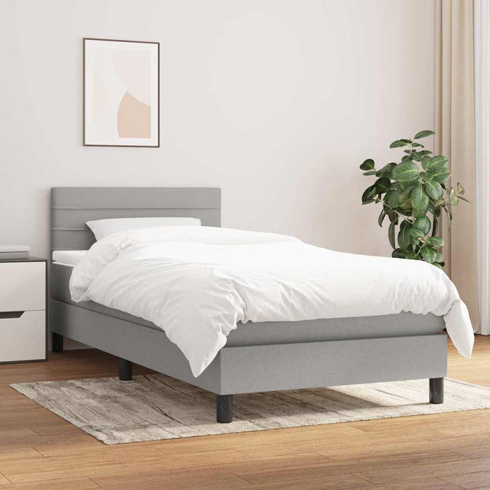 Pat box spring cu saltea, gri deschis, 100x200 cm, textil - WALTI WALTI