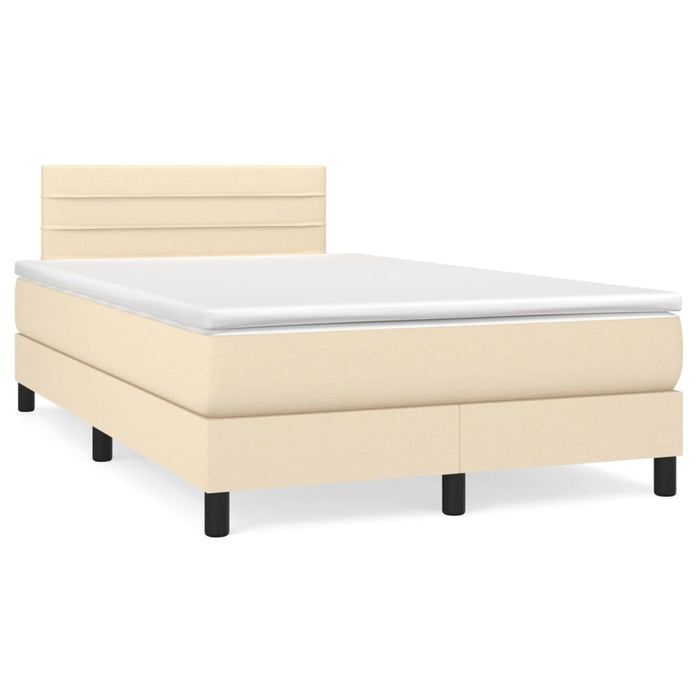 Pat box spring cu saltea, crem, 120x200 cm, textil WALTI
