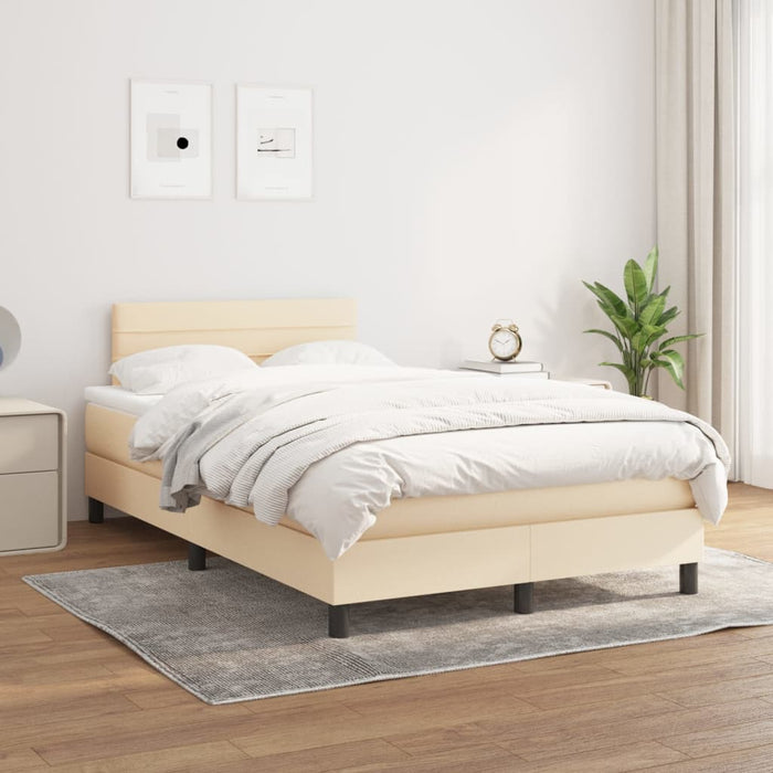 Pat box spring cu saltea, crem, 120x200 cm, textil WALTI