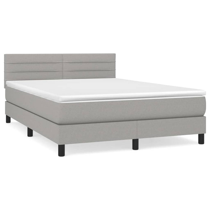 Pat box spring cu saltea, gri deschis, 140x190 cm, textil WALTI