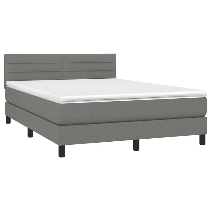 Pat box spring cu saltea, gri închis, 140x190 cm, textil - WALTI WALTI