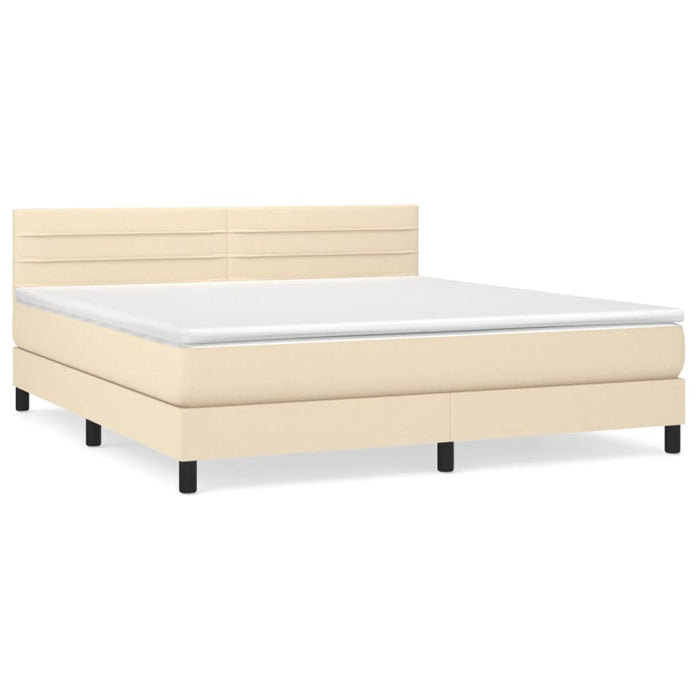 Pat box spring cu saltea, crem, 160x200 cm, material textil - WALTI WALTI