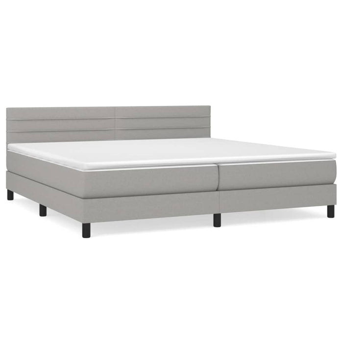 Pat box spring cu saltea, gri deschis, 200x200 cm, textil - WALTI WALTI