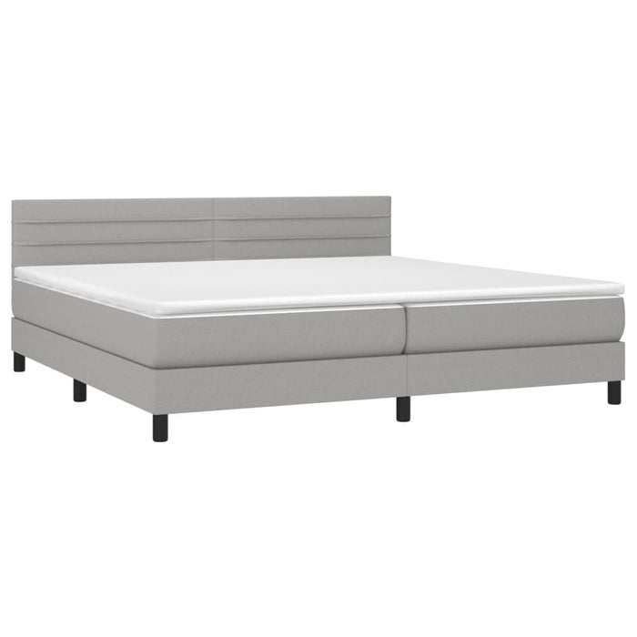 Pat box spring cu saltea, gri deschis, 200x200 cm, textil - WALTI WALTI