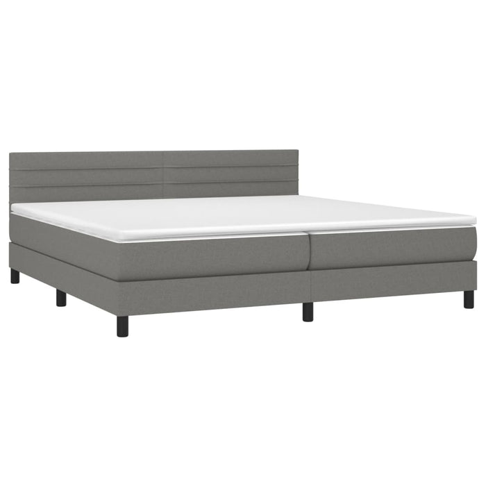 Pat box spring cu saltea, gri închis, 200x200 cm, textil - WALTI WALTI