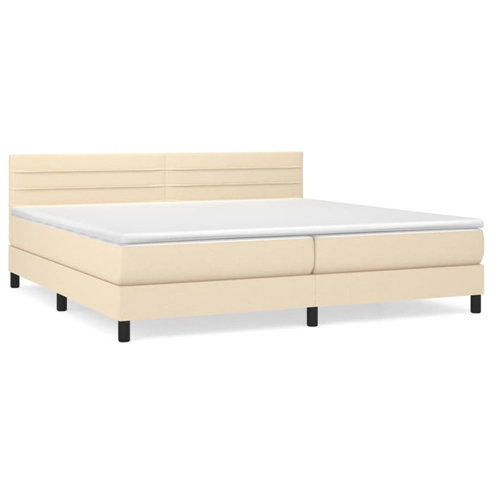 Pat box spring cu saltea, crem, 200x200 cm, textil - WALTI WALTI