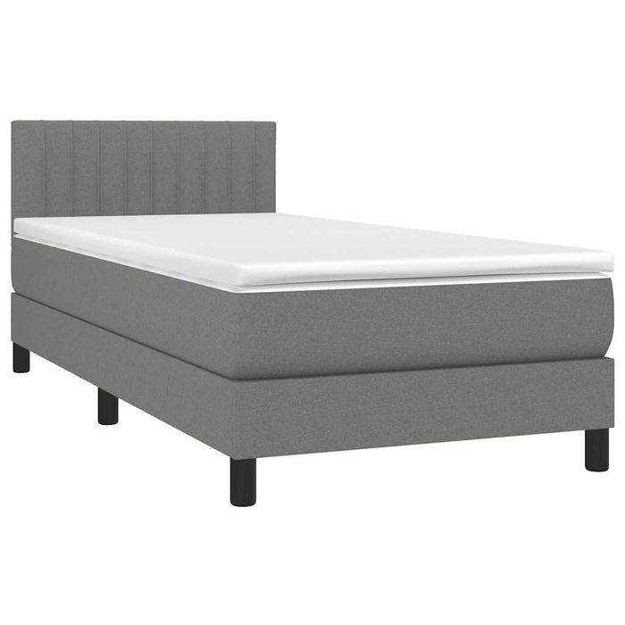 Pat box spring cu saltea, gri închis, 80x200 cm, textil - WALTI WALTI