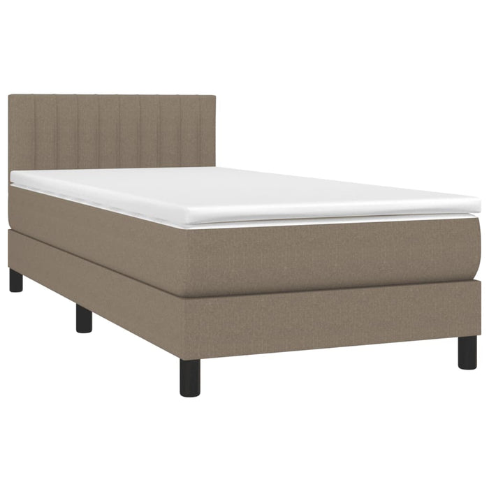 Pat box spring cu saltea, gri taupe, 80x200 cm, textil - WALTI WALTI