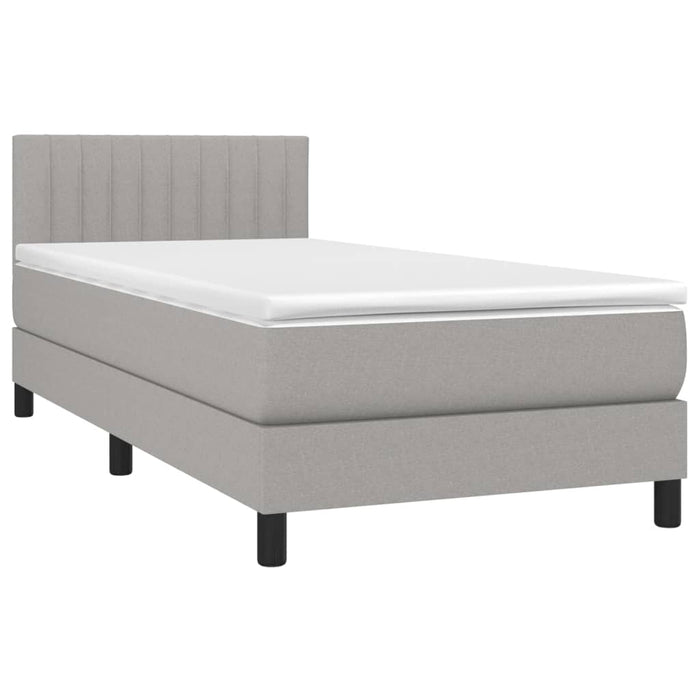 Pat box spring cu saltea, gri deschis, 90x190 cm, textil - WALTI WALTI