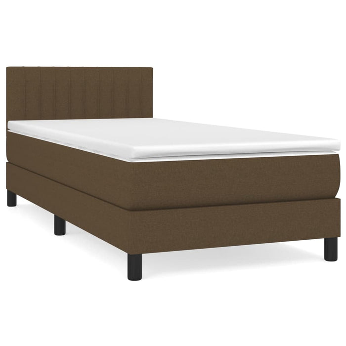 Pat box spring cu saltea, maro închis, 90x190 cm, textil WALTI