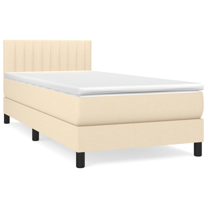 Pat box spring cu saltea, crem, 90x190 cm, textil - WALTI WALTI