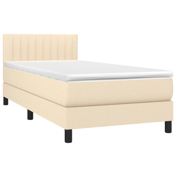 Pat box spring cu saltea, crem, 90x190 cm, textil - WALTI WALTI