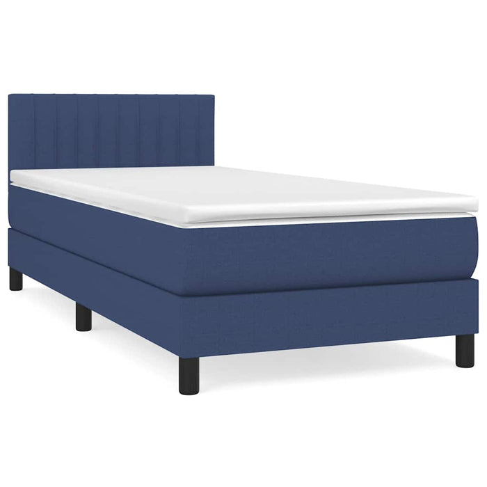 Pat box spring cu saltea, albastru, 90x190 cm, textil - WALTI WALTI