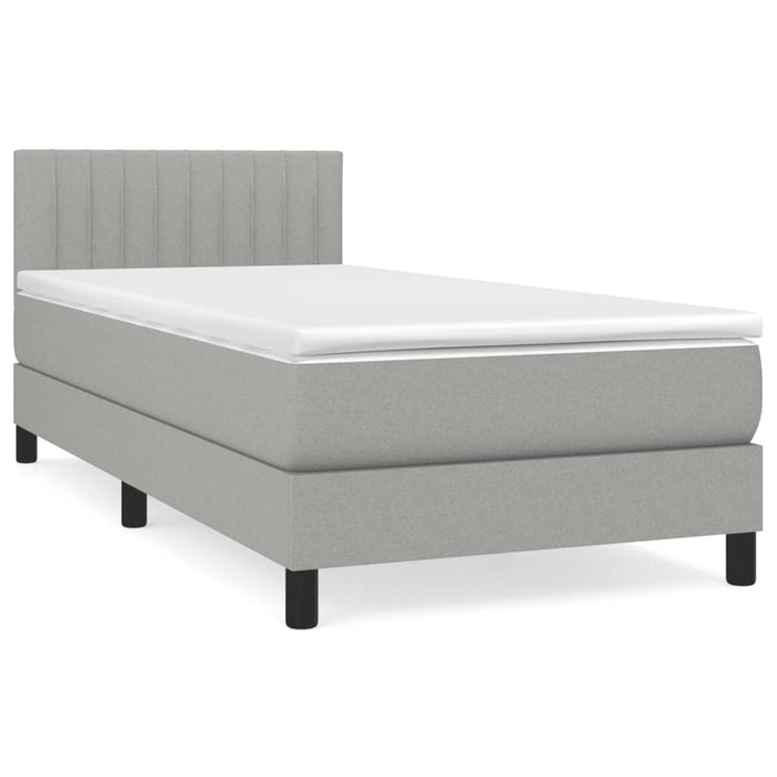 Pat box spring cu saltea, gri deschis, 90x200 cm, textil - WALTI WALTI