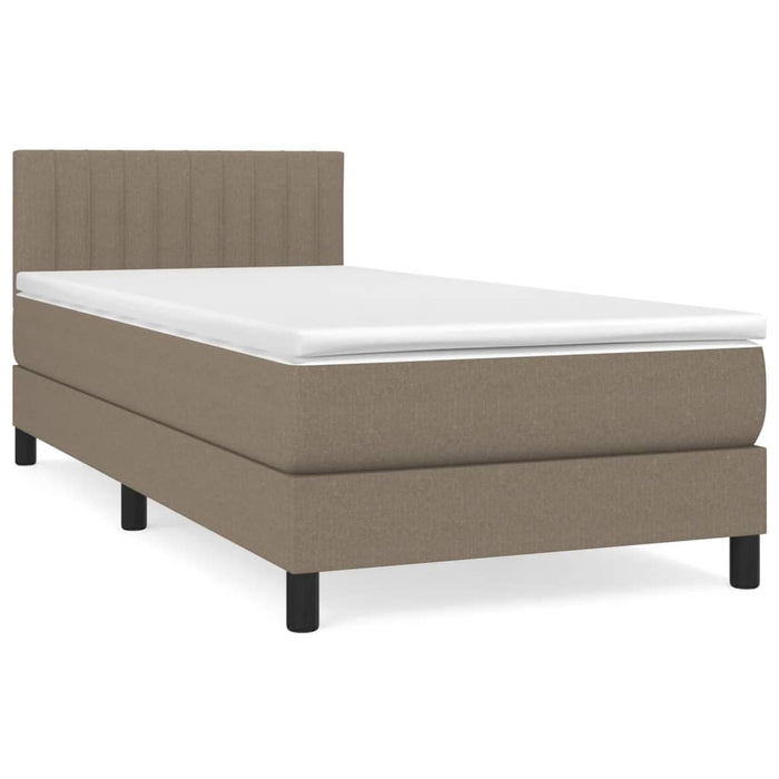Pat box spring cu saltea, gri taupe, 90x200 cm, textil - WALTI WALTI