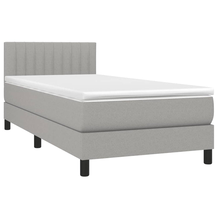 Pat box spring cu saltea, gri deschis, 100x200 cm, textil - WALTI WALTI