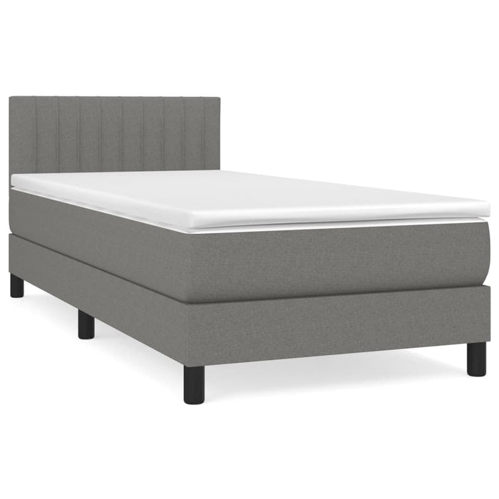 Pat box spring cu saltea, gri închis, 100x200 cm, textil - WALTI WALTI