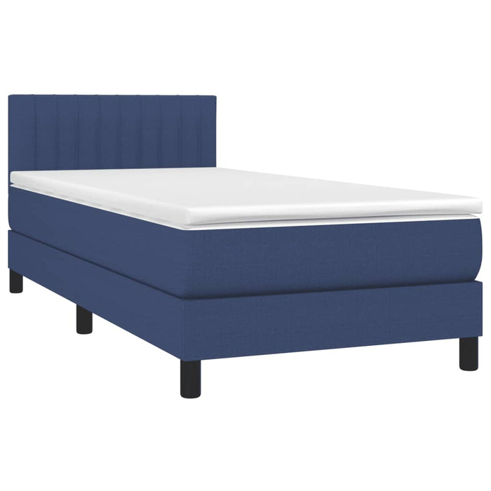 Pat box spring cu saltea, albastru, 100x200 cm, textil - WALTI WALTI