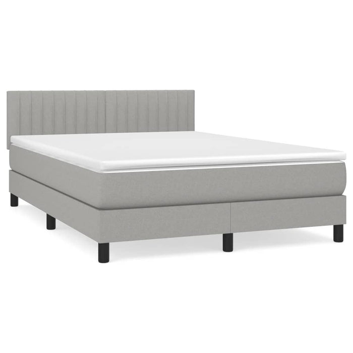 Pat box spring cu saltea, gri deschis, 140x190 cm, textil - WALTI WALTI