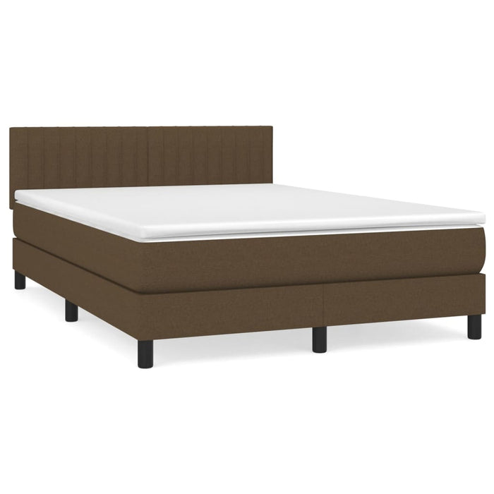 Pat box spring cu saltea, maro închis, 140x200 cm, textil - WALTI WALTI