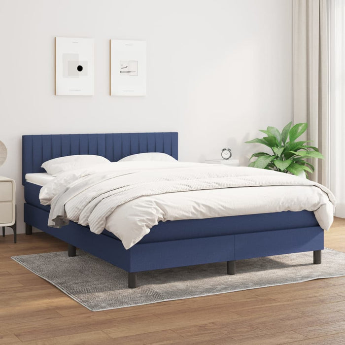 Pat continental cu saltea, albastru, 140x200cm, material textil - WALTI WALTI