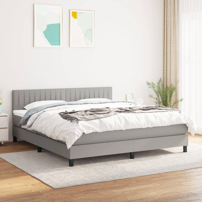 Pat continental cu saltea, gri deschis, 160x200 cm, textil - WALTI WALTI