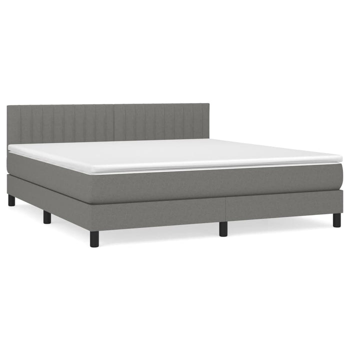 Pat box spring cu saltea, gri închis, 180x200 cm, textil - WALTI WALTI