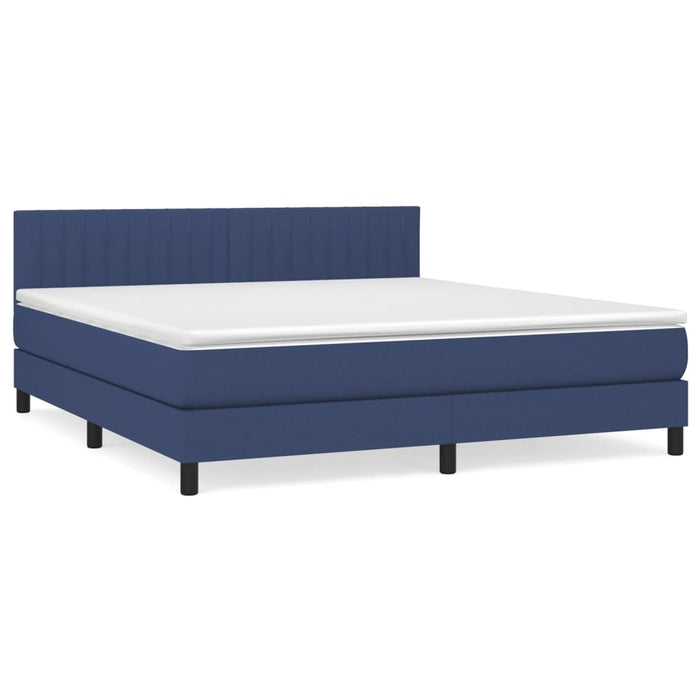 Pat box spring cu saltea, albastru, 180x200 cm, material textil - WALTI WALTI