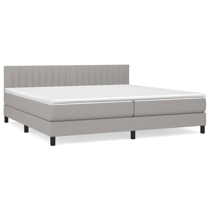 Pat box spring cu saltea, gri deschis, 200x200 cm, textil - WALTI WALTI