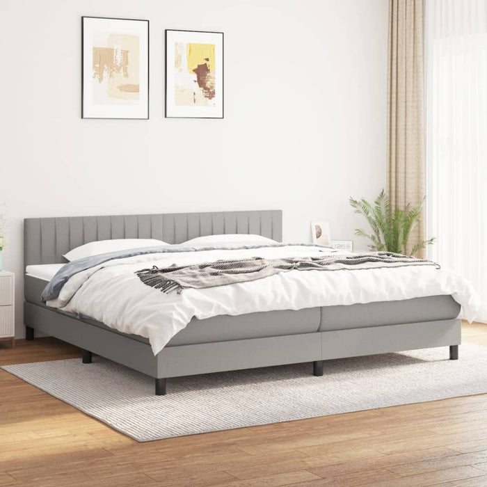 Pat box spring cu saltea, gri deschis, 200x200 cm, textil - WALTI WALTI