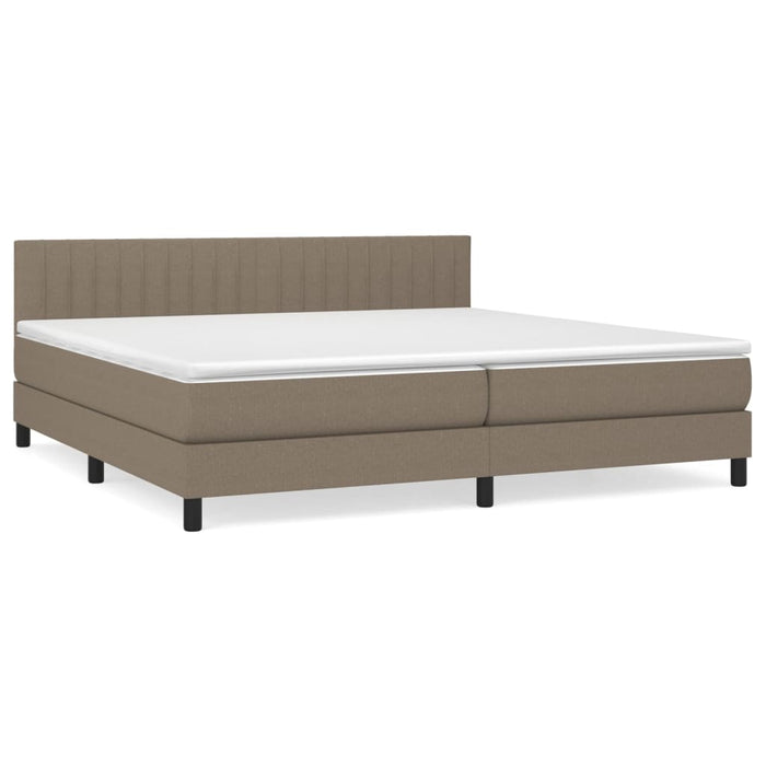 Pat box spring cu saltea, gri taupe, 200x200 cm, textil WALTI