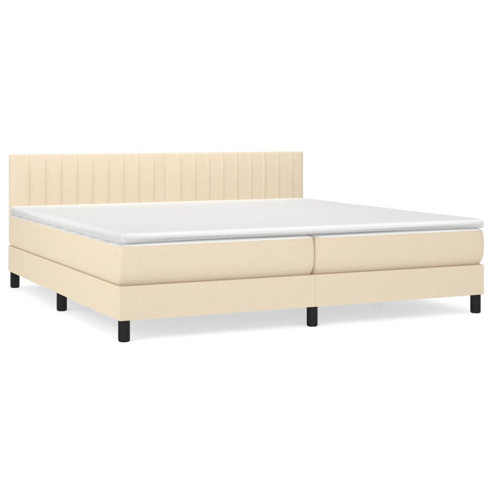 Pat box spring cu saltea, crem, 200x200 cm, textil - WALTI WALTI
