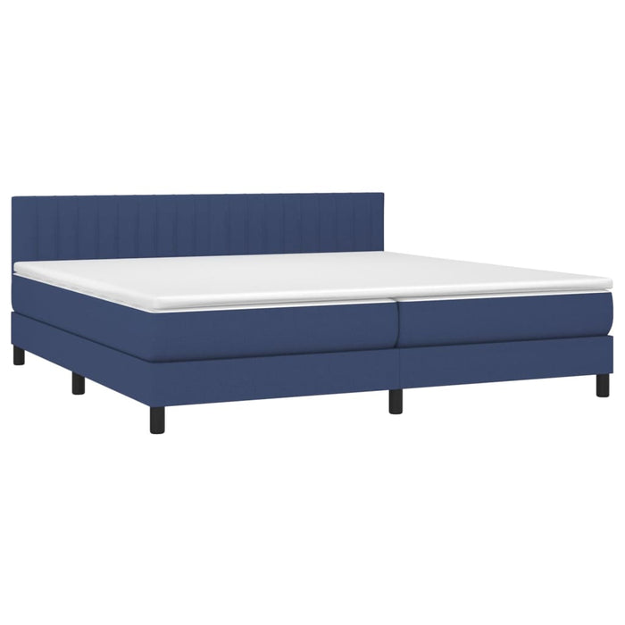 Pat box spring cu saltea, albastru, 200x200 cm, textil - WALTI WALTI