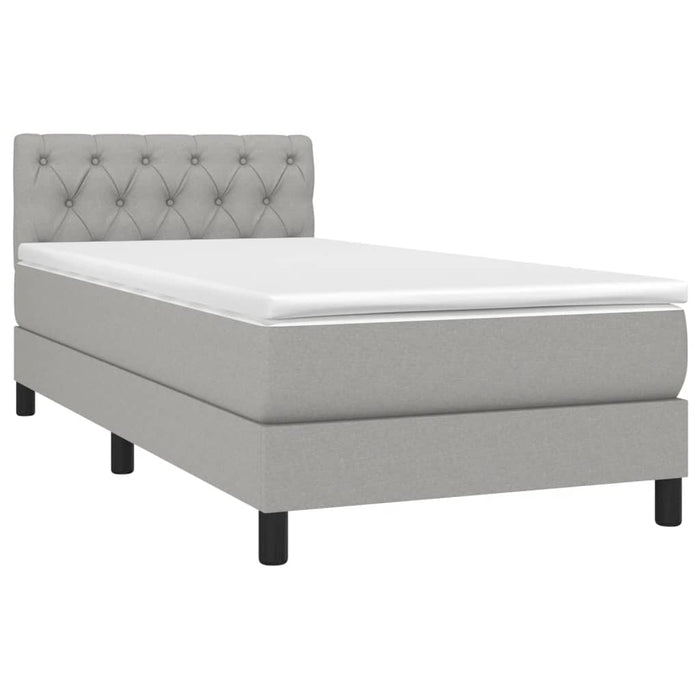 Pat box spring cu saltea, gri deschis, 80x200 cm, textil - WALTI WALTI