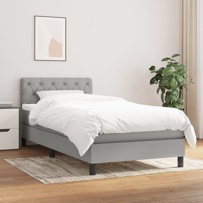 Pat box spring cu saltea, gri deschis, 80x200 cm, textil - WALTI WALTI
