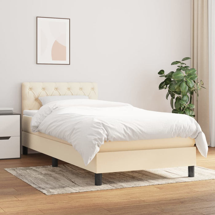 Pat box spring cu saltea, crem, 80x200 cm, textil - WALTI WALTI