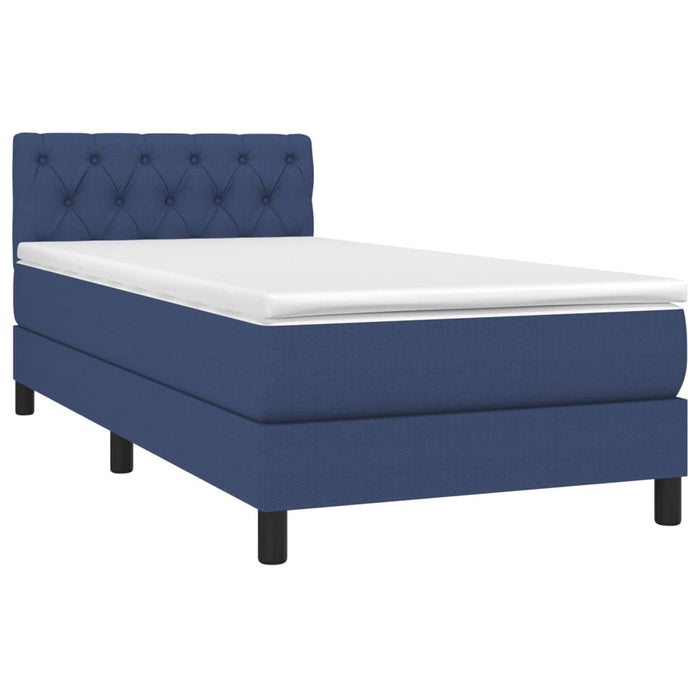 Pat box spring cu saltea, albastru, 80x200 cm, textil - WALTI WALTI