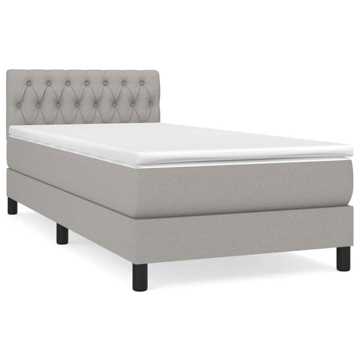 Pat box spring cu saltea, gri deschis, 90x190 cm, textil - WALTI WALTI