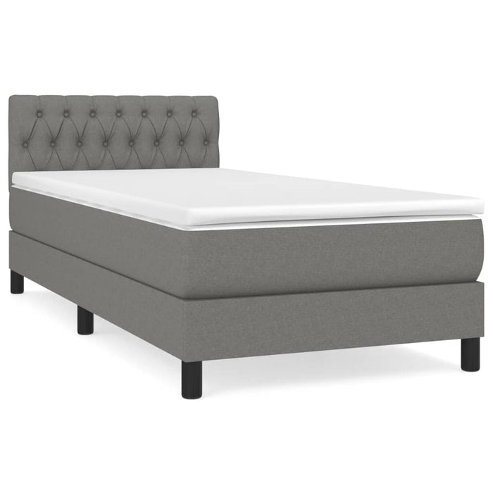 Pat box spring cu saltea, gri închis, 90x190 cm, textil - WALTI WALTI